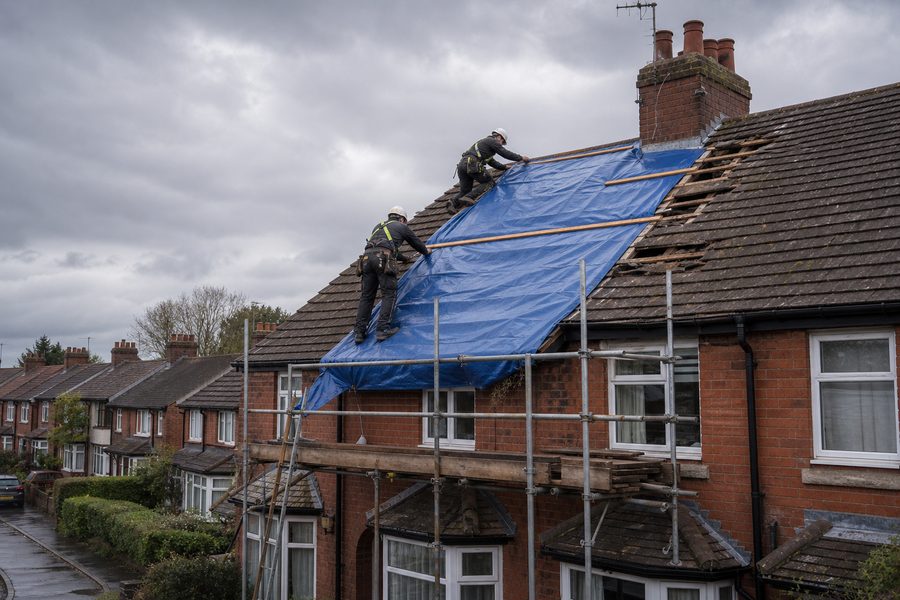 Emergency roof repair in Ormskirk Storm damaged roof needing emergency repair in Ormskirk
