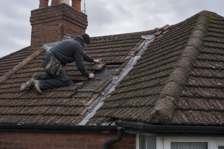 Leaking roof repair in Ormskirk Water stain tracing from a roof leak inside an Ormskirk home