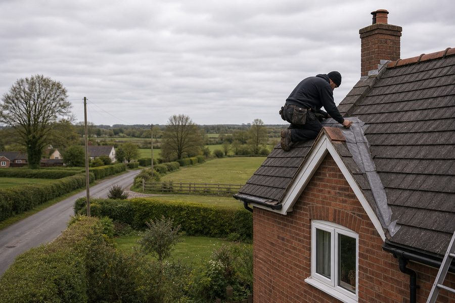 Rural farm and cottage rooflines in Scarisbrick near Ormskirk